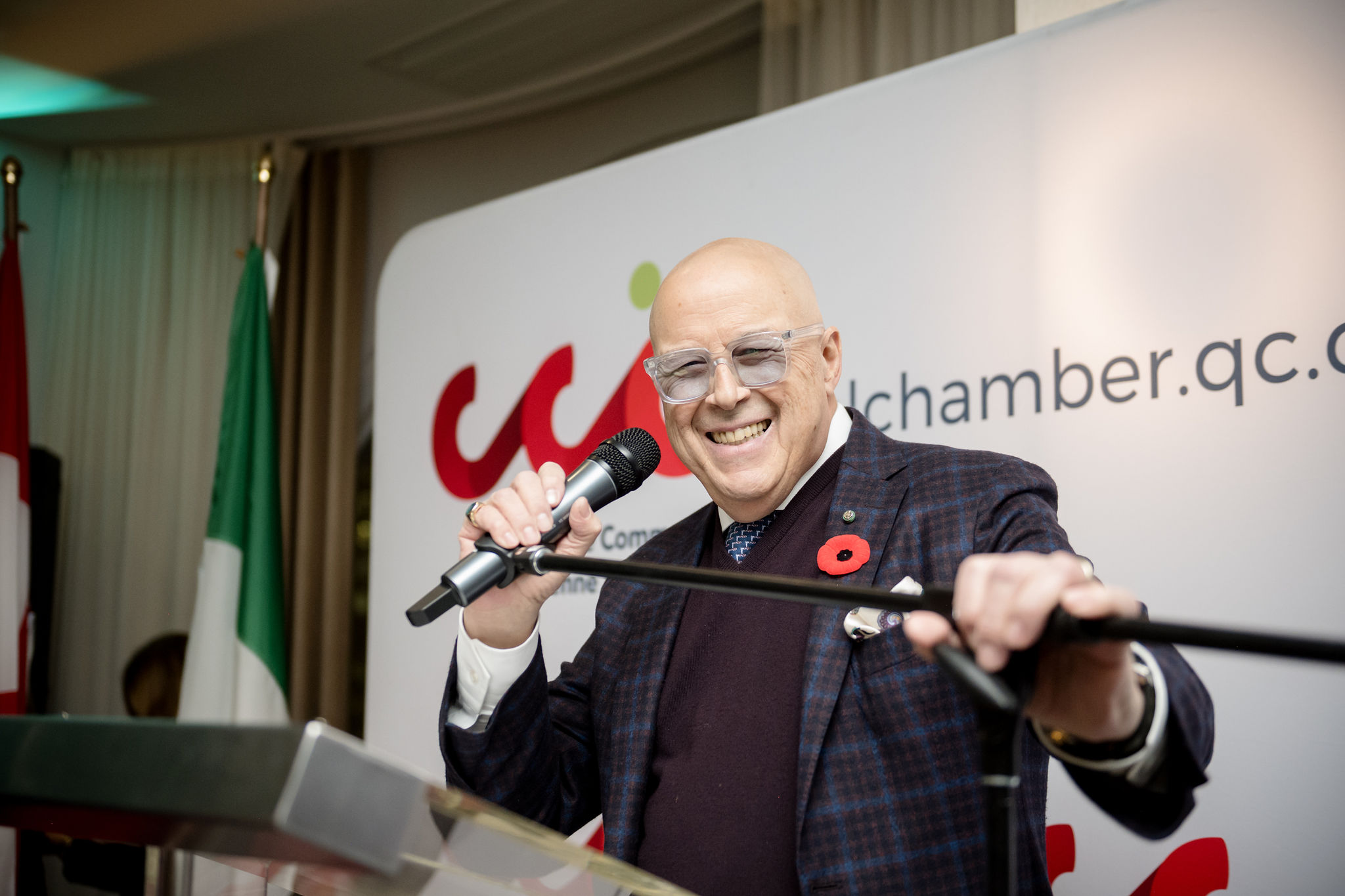 Carmine D'Argenio, Presidente CCIC, al podio durante una precedente edizione del Canada-Italy AI Forum